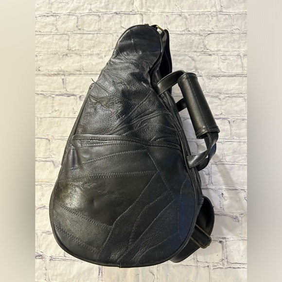 COMFORT CARRY-ALL CROSSBODY SLING BLACK PATCHWORK ERGO/ZIP UNISEX BAG - Picture 2 of 12